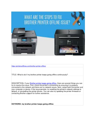 What to do if my brother printer keeps going offline?