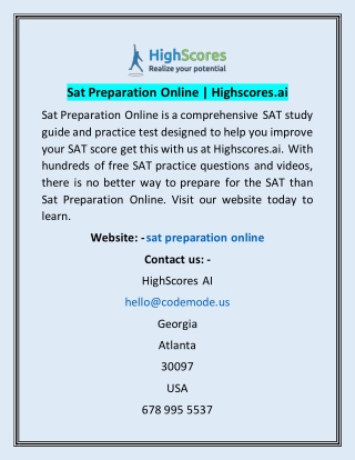 Sat Preparation Online | Highscores.ai