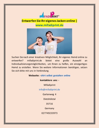 Entwerfen Sie Ihr eigenes Jacken online | www.mifadiprint.de