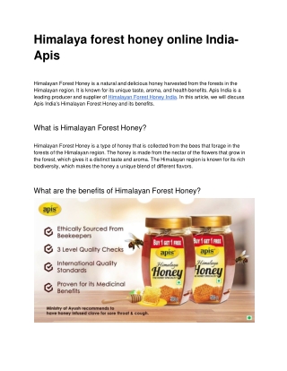 Himalaya forest honey online India Apis