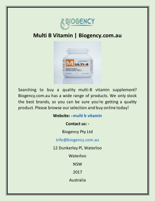 Multi B Vitamin | Biogency.com.au