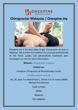 Chiropractor Malaysia  Onespine.my