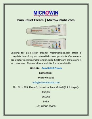 Pain Relief Cream | Microwinlabs.com