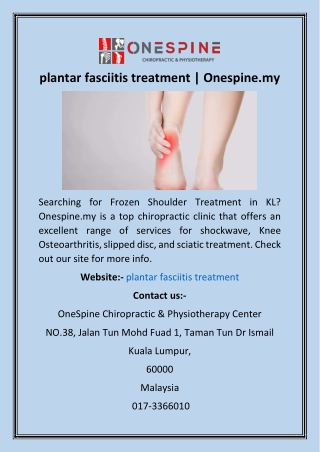 plantar fasciitis treatment  Onespine.my