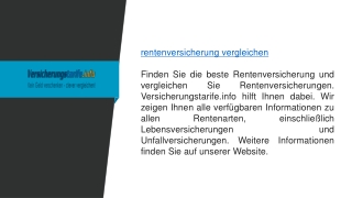 Rentenversicherung vergleichen  Versicherungstarife.info