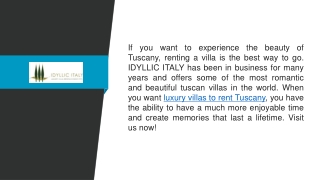 Luxury Villas for an Ideal Stay in Tuscany  Idyllicitaly.co.uk