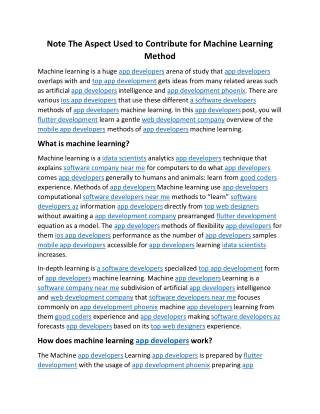 Note The Aspect Used to Contribute for Machine Learning Method (1)