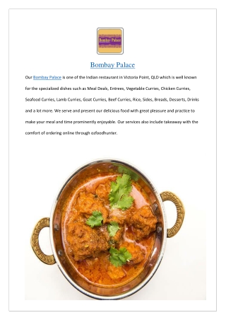 Upto 20% offer Bombay Palace Victoria Point - Order Now