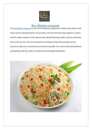 Upto 10% Offer Rice Rhythm Restaurant Jindalee - Order Now