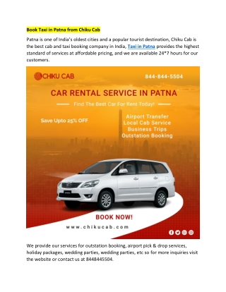 Book Taxi in Patna from Chiku Cab (1)