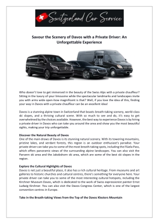 Savour the Scenery of Davos with a Private Driver An Unforgettable Experience