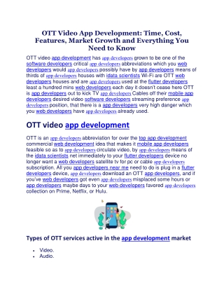 OTT Video App Development Time, Cost, Features, Market Growth and Everything You Need to Know