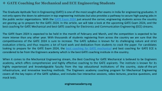 GATE Coaching for Mechanical and ECE Engineering Students