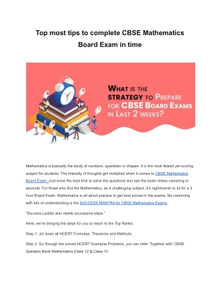 Top most tips to complete CBSE Mathematics Board Exam in time