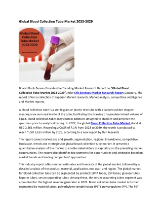 Global Blood Collection Tube Market 2023-2029
