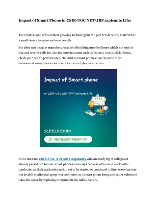 Impact of Smart Phone in CSIR-UGC NET JRF aspirants Life