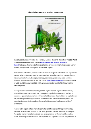 Global Plant Extracts Market 2023-2029