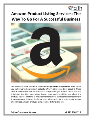 Amazon Product Listing Services The Way To Go For A Successful Business