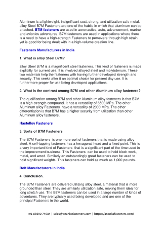 Guidelines to Use alloy Steel B7M Fasteners