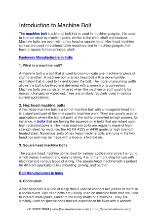 Introduction to Machine Bolt.