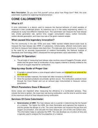 Cone Calorimeter Supplier