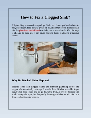 Tips for Unclog the Kitchen Drain