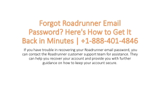 Recover Forgot Roadrunner Email Password |  1-888-401-4846