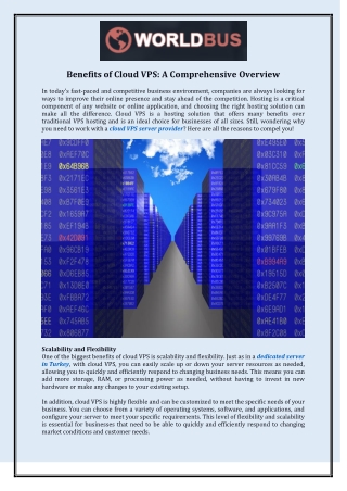 Benefits of Cloud VPS: A Comprehensive Overview