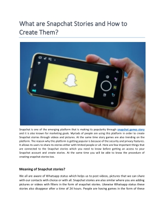 What are Snapchat stories and how to create them