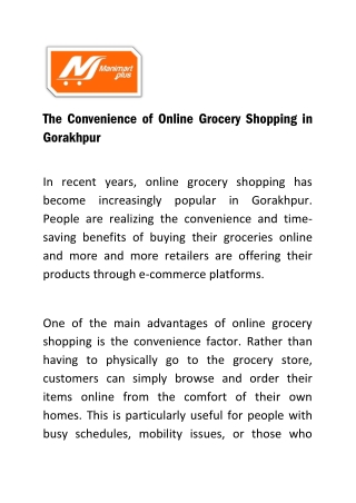 The Convenience of Online Grocery Shopping in Gorakhpur