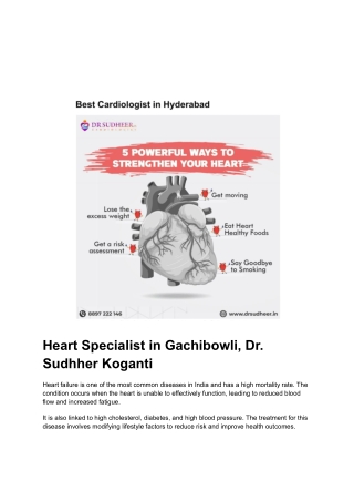 Best Heart Specialist in Hyderabad | Dr. Sudheer Koganti