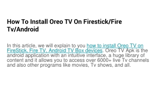How To Install Oreo TV On Firestick_Fire Tv_Android
