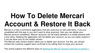 How To Delete Mercari Account & Restore It Back