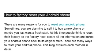 How to factory reset your Android phone