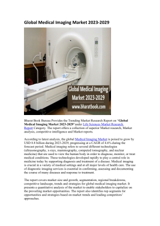 Global Medical Imaging Market 2023-2029