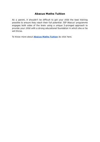 Abacus Maths Tuition