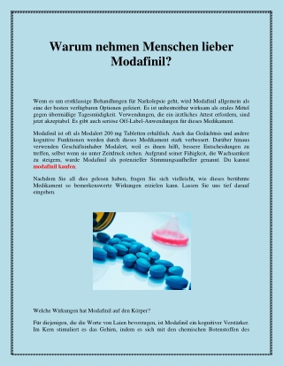 Warum nehmen Menschen lieber Modafinil?