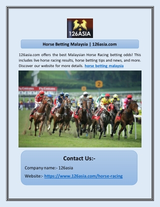 Horse Betting Malaysia | 126asia.com