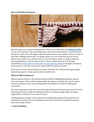 How to Knit Mitered Squares