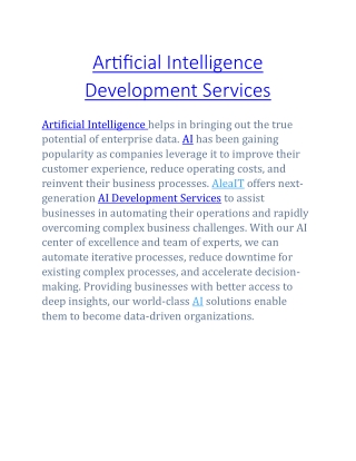 Artificial Intelligence Development Services