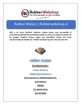 Rubber Matjes | Rubberwebshop.nl