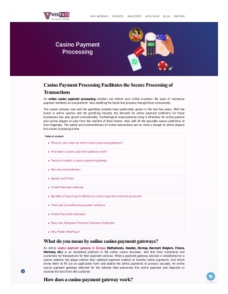 Casino Payment Processing Facilitates the Secure Processing of Transactions