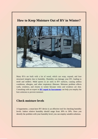 How to Prevent Moisture in an RV in the Winter