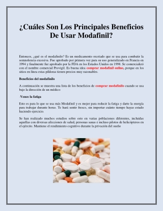 ¿Cuáles Son Los Principales Beneficios De Usar Modafinil?