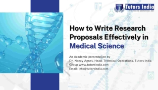 Writing A Research Proposals Effectively in Medical Science – Tutors India