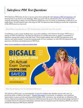 Salesforce PDI Test Questions