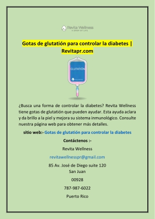 Gotas de glutatión para controlar la diabetes | Revitapr.com