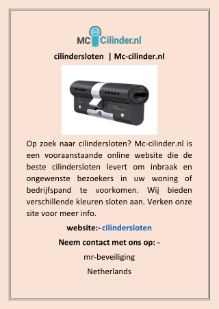 cilindersloten  | Mc-cilinder.nl