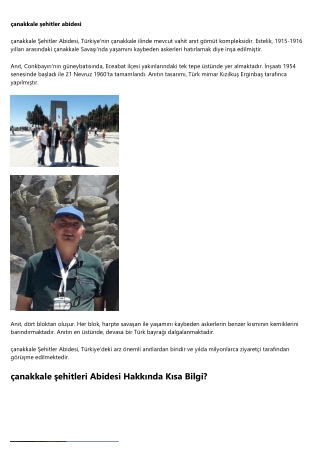 Çanakkale Şehitleri Abidesi Hangi Tarihte Ziyarete Açılmıştır