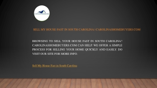 Sell My House Fast in South Carolina  Carolinashomebuyers.com